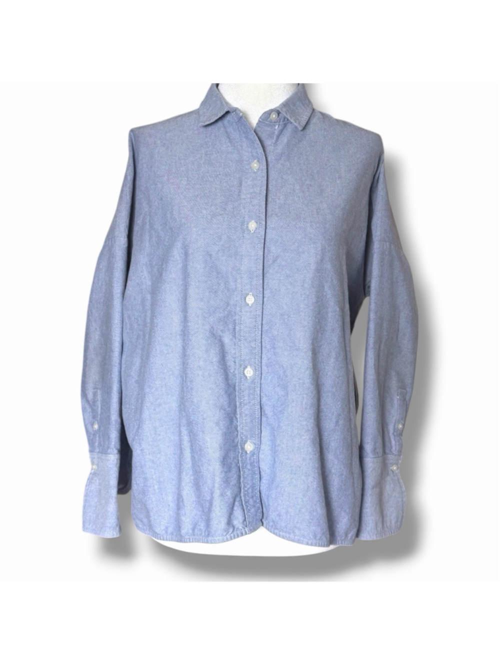 Everlane Everyday Boxy Oxford Shirt Womens 0 Blue Cotton Oversized Button Up